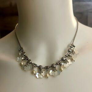 Brighton BLOSSOM Silver Plated Faux Pearl and Shell Necklace